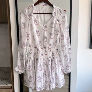 FREE PEOPLE Women's White PlumLong Sleeve V Neck Pullover Mini Dress Size XS.